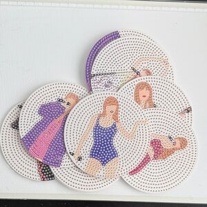 NIB! Set of 7 Diamond Art DIY Round Coasters featuring Taylor Swift